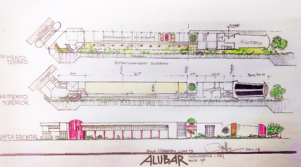 Arte conceitual do novo prédio administrativo da Alubar